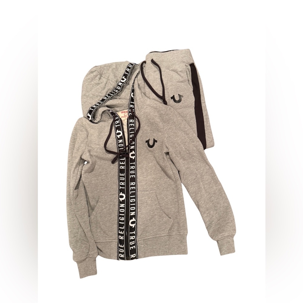 True Religion Gray Hoodie with Black Accents